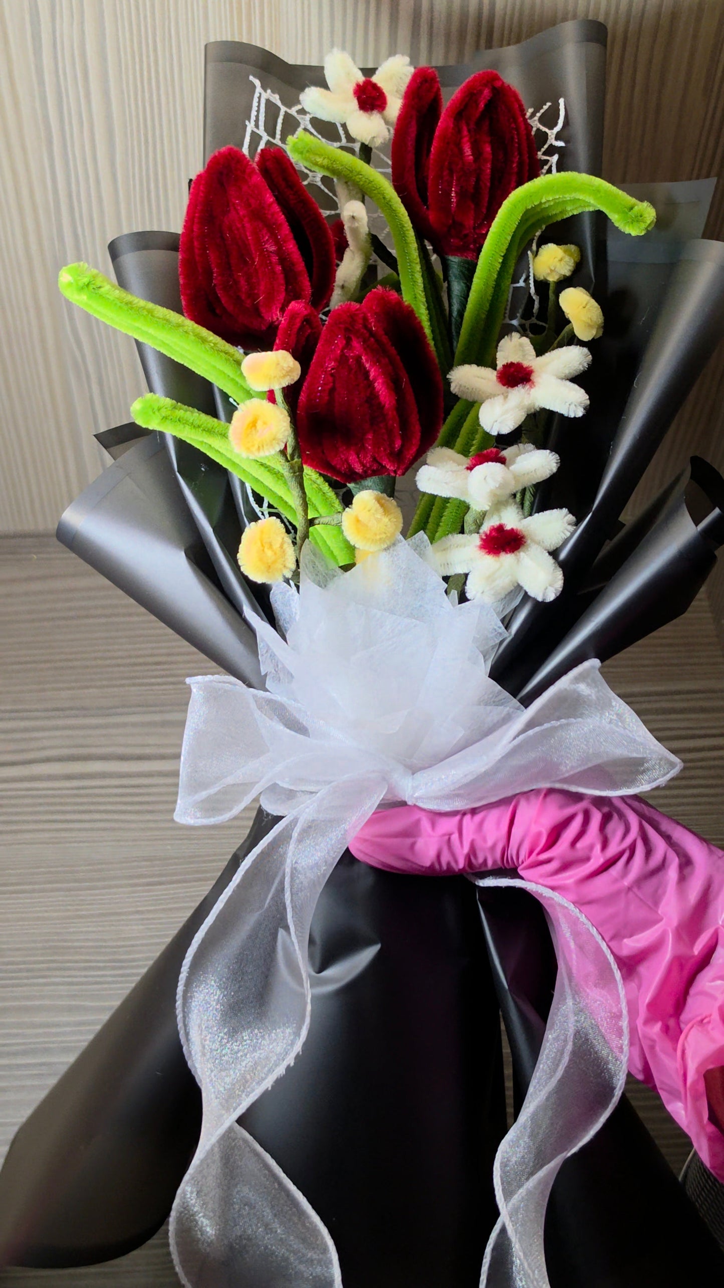Red Velvet Tulip Mini Bouquet